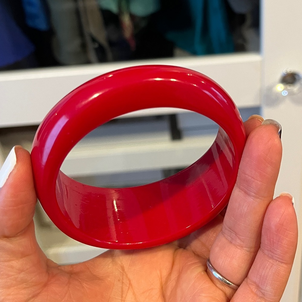Red thick plastic bracelet